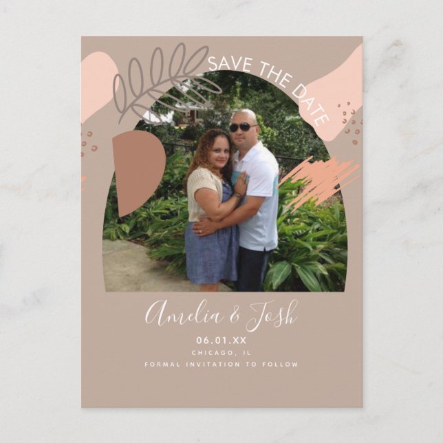 Bio Formen Arch Boho Save the Date Foto Post Postkarte (Vorderseite)