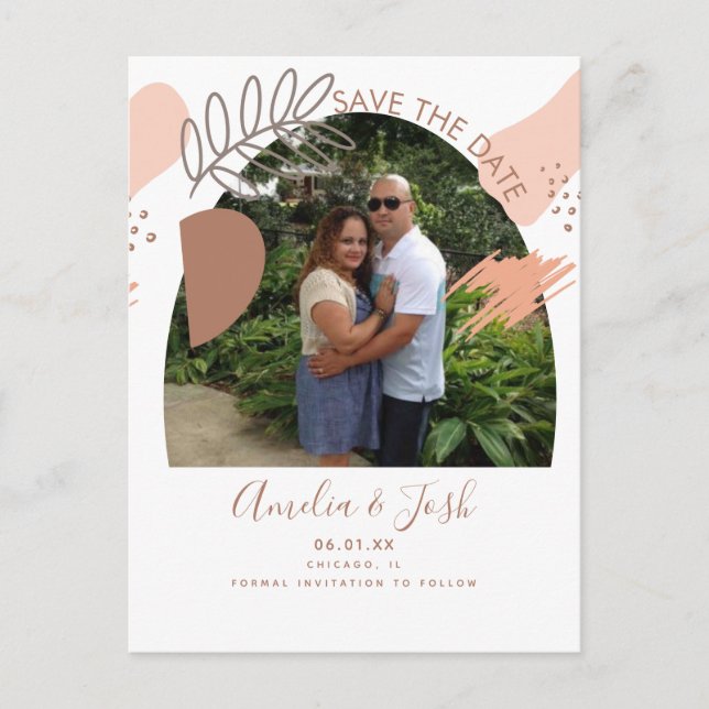 Bio Formen Arch Boho Save the Date Foto Postkarte (Vorderseite)