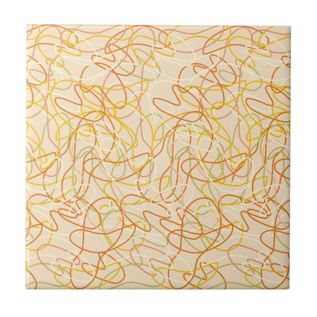 Bio Formen in Orange, Gelb und Gelb in Orange Fliese (Vorderseite)