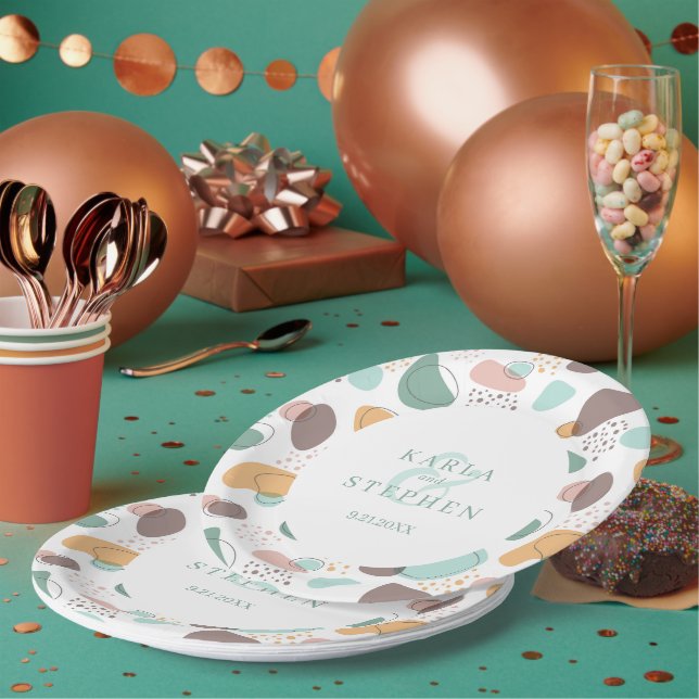 Bio Formen, modern, nahtlos Pappteller (Multi)