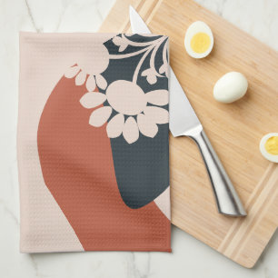 Bio Formen warme Farbtöne Bohemische Blüte Geschirrtuch