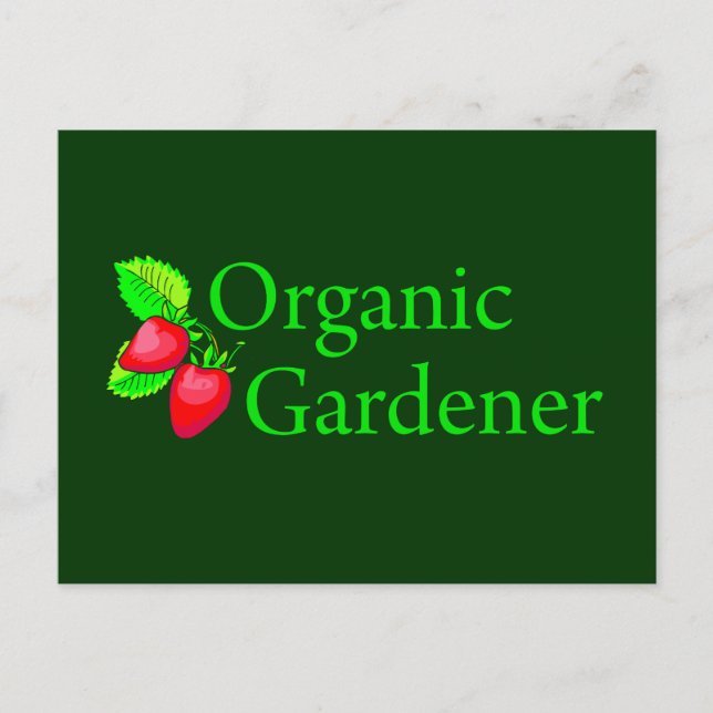 Bio Gardener - Erdbeeren Postkarte (Vorderseite)