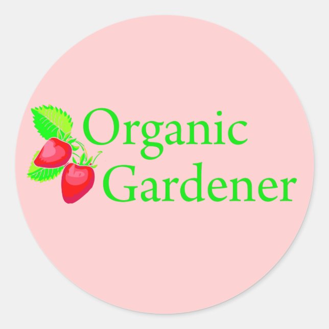 Bio Gardener - Erdbeeren Runder Aufkleber (Vorderseite)