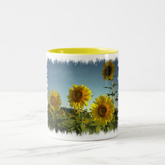 Bio Garten-Sonnenblume-Kaffee-Tasse Zweifarbige Tasse (Mittel)