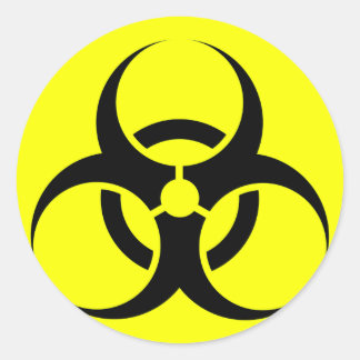 Bio-Gefahr oder Biogefährdung-Zeichen-Symbol-Warnl Runder Aufkleber