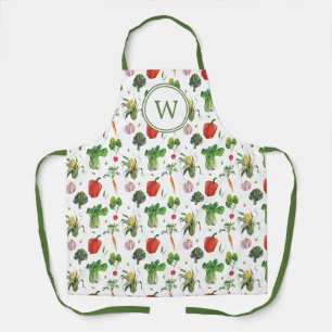 Bio Gemüse mit Wasserfarbe Monogramm Schürze