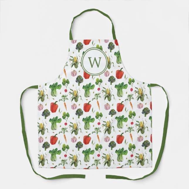 Bio Gemüse mit Wasserfarbe Monogramm Schürze (Vorderseite)