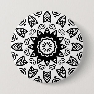 Bio Geometrie 013 - Schwarz auf Weiß Button