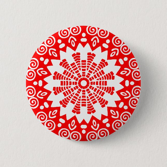Bio Geometrie 014 - Weiß auf Rot Button (Vorderseite)