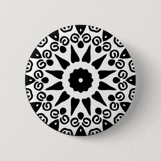 Bio Geometrie 02 - Schwarz auf Weiß Button (Vorderseite)