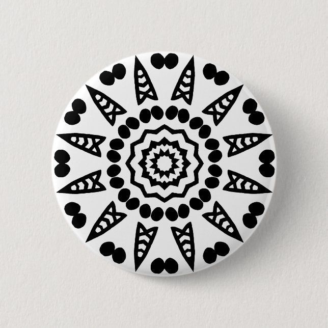 Bio Geometrie 08 - Schwarz auf Weiß Button (Vorderseite)