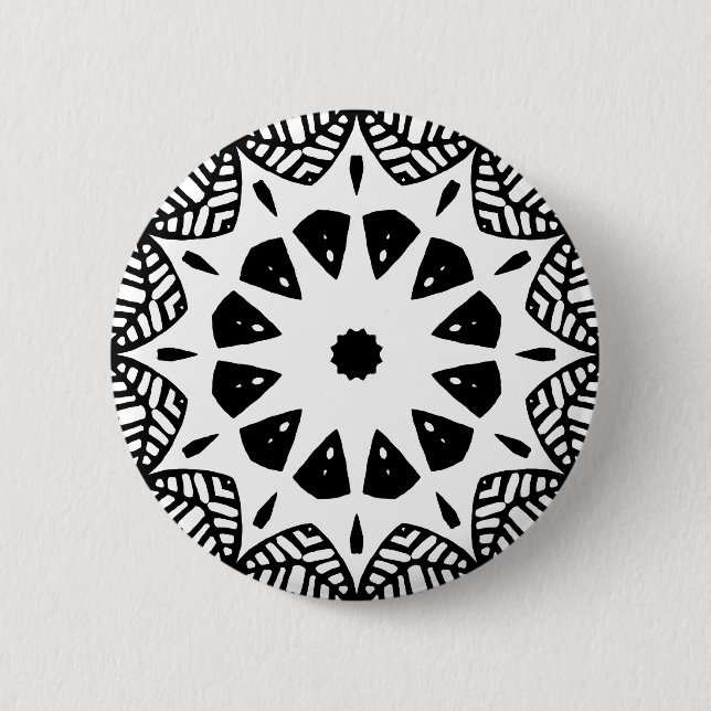 Bio Geometrie 09 - Schwarz auf Weiß Button (Vorderseite)