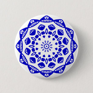 Bio Geometry 015 - Royal Blue on White Button