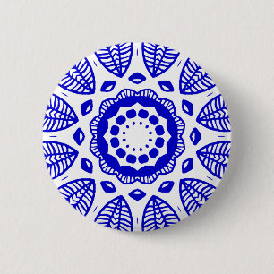 Bio Geometry 016 - Royal Blue on White Button