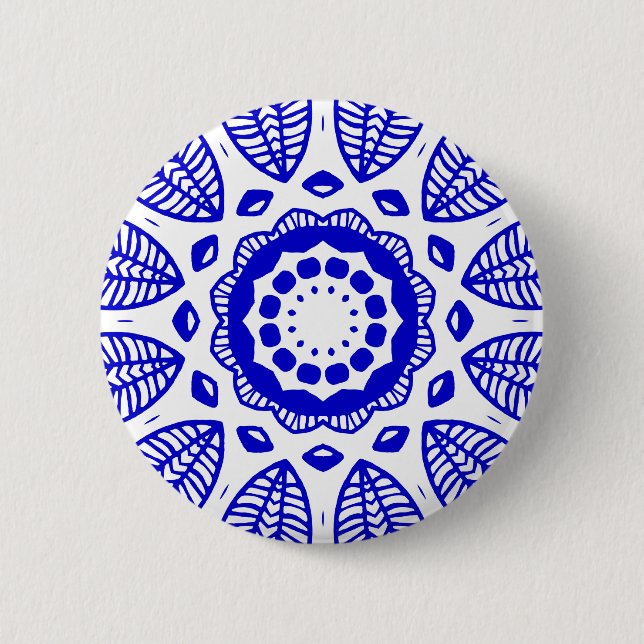 Bio Geometry 016 - Royal Blue on White Button (Vorderseite)