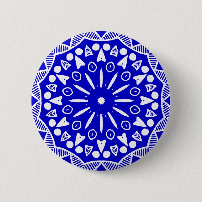 Bio Geometry 019 - White on Royal Blue Button (Vorderseite)