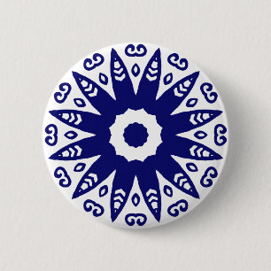 Bio Geometry 01 - TiefenMarine auf Weiß Button