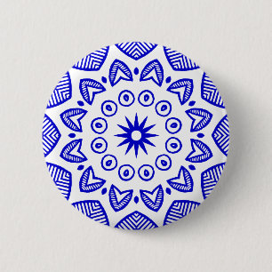 Bio Geometry 020 - Royal Blue on White Button