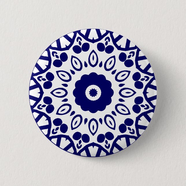 Bio Geometry 03 - Tiefe Marine auf Weiß Button (Vorderseite)
