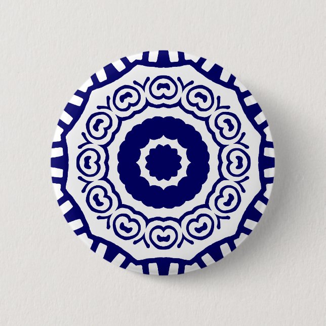 Bio Geometry 04 - Tiefe Marine auf Weiß Button (Vorderseite)