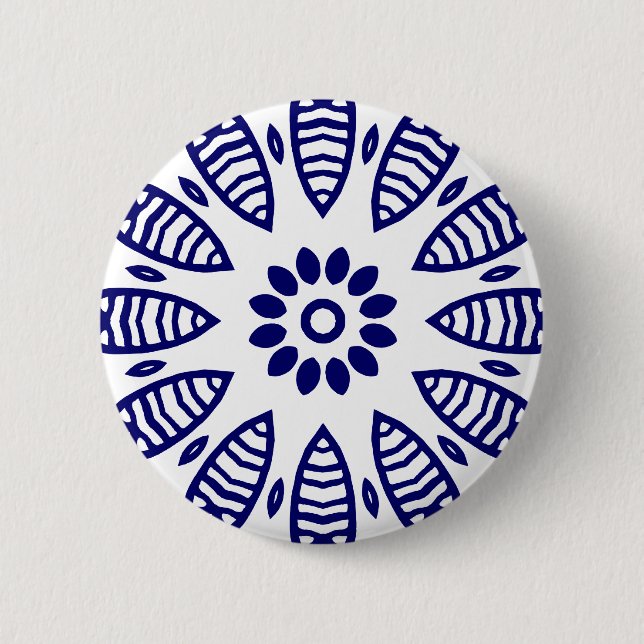 Bio Geometry 06 - Tiefe Marine auf Weiß Button (Vorderseite)