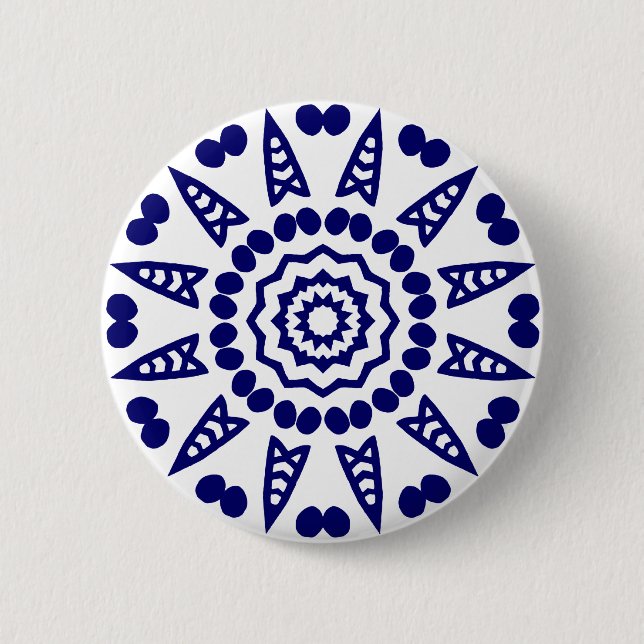Bio Geometry 08 - Tiefe Marine auf Weiß Button (Vorderseite)
