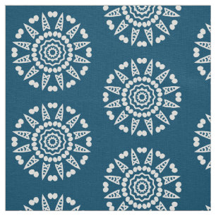 Bio Geometry 08 - White on Blue 00486b Stoff