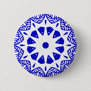 Bio Geometry 09 - Royal Blue on White Button