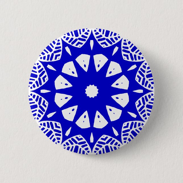 Bio Geometry 09 - White on Royal Blue Button (Vorderseite)
