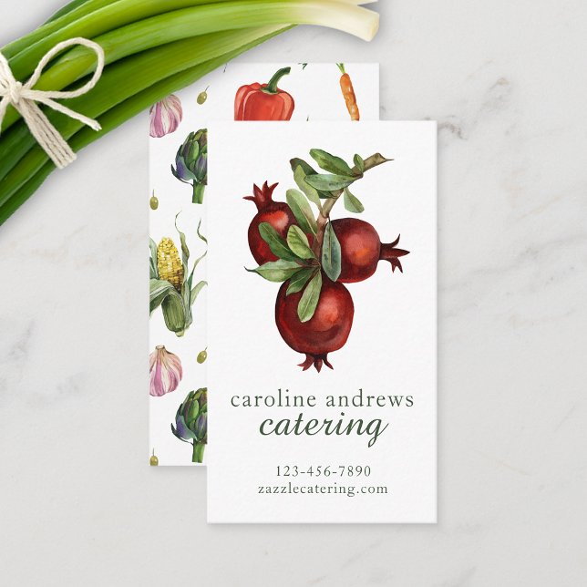 Bio Granatäpfel Visitenkarte (Watercolor Organic Pomegranate Business Card)