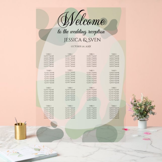 Bio Greenery Geometric Abstrakt Wedding Acrylschild (Hochzeit)