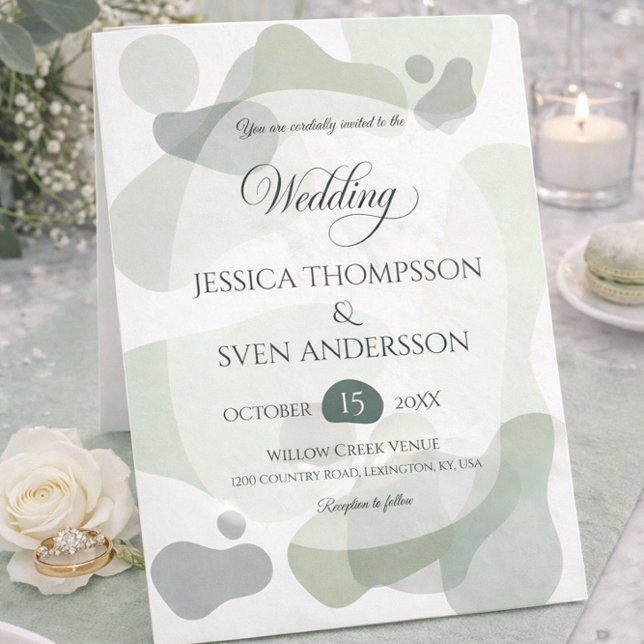 Bio Greenery Geometric Abstrakt Wedding Einladung (Von Creator hochgeladen)