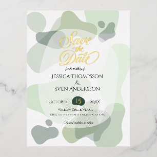 Bio Greenery Geometric Abstrakt Wedding Folie Einladungspostkarte