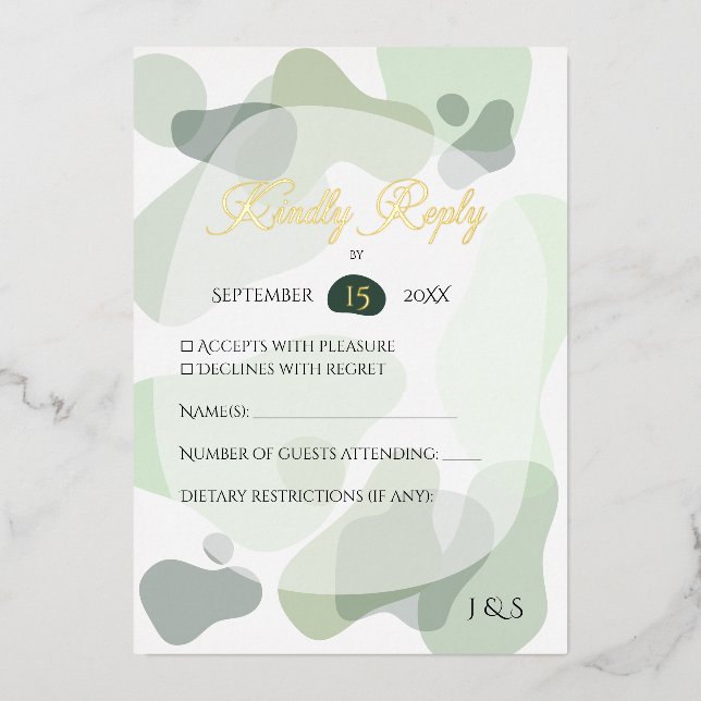 Bio Greenery Geometric Abstrakt Wedding Folieneinladung (Vorderseite)