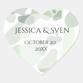 Bio Greenery Geometric Abstrakt Wedding Herz-Aufkleber