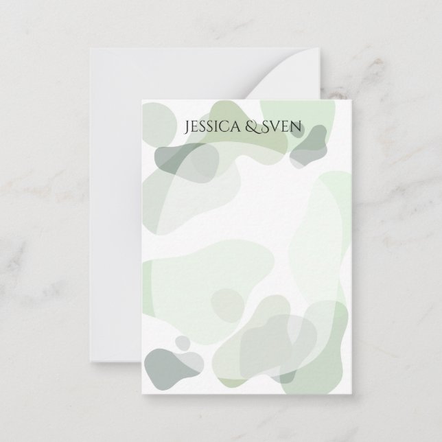 Bio Greenery Geometric Abstrakt Wedding Mitteilungskarte (Vorderseite)