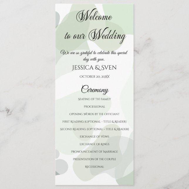 Bio Greenery Geometric Abstrakt Wedding Programm (Vorderseite)