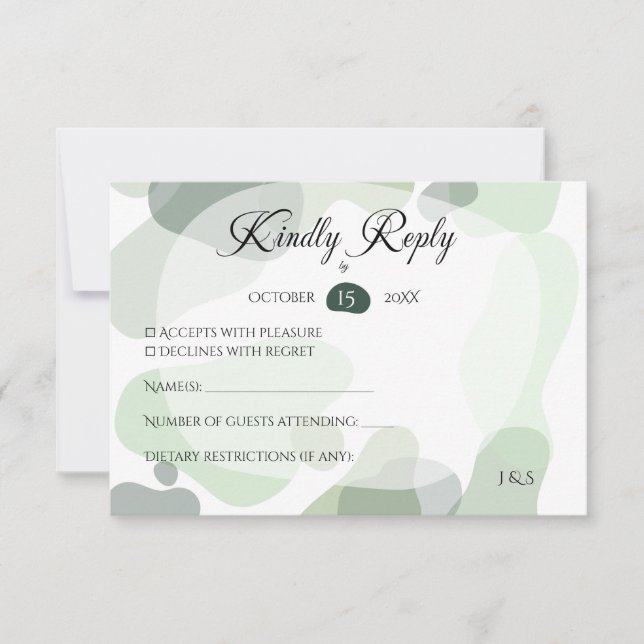Bio Greenery Geometric Abstrakt Wedding RSVP Karte (Vorderseite)