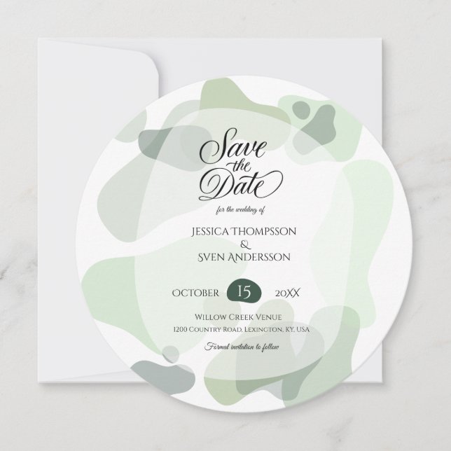 Bio Greenery Geometric Abstrakt Wedding Save The Date (Vorderseite)