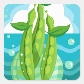 Bio grüne Bohnen Gemüse Quadratischer Aufkleber