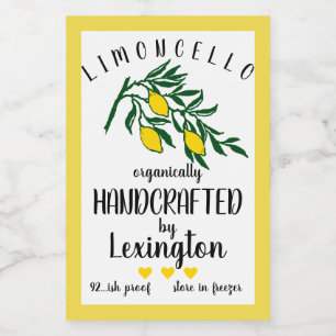 Bio hausgemachtes Limoncello Lebensmitteletikett