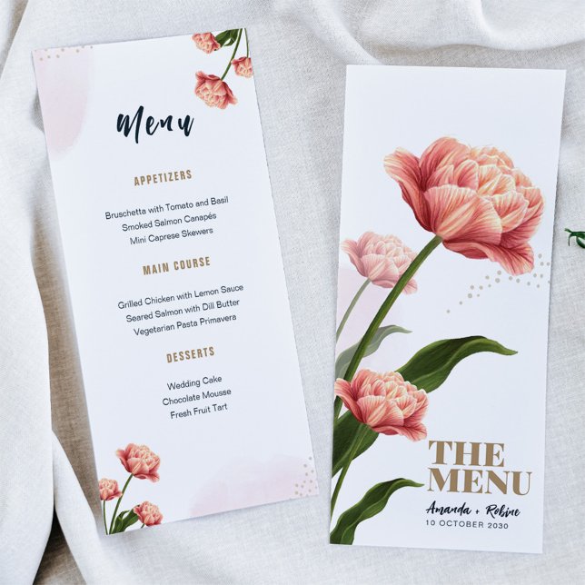 Bio Hochzeitsmenü mit gelben Blumen Menükarte (Von Creator hochgeladen)