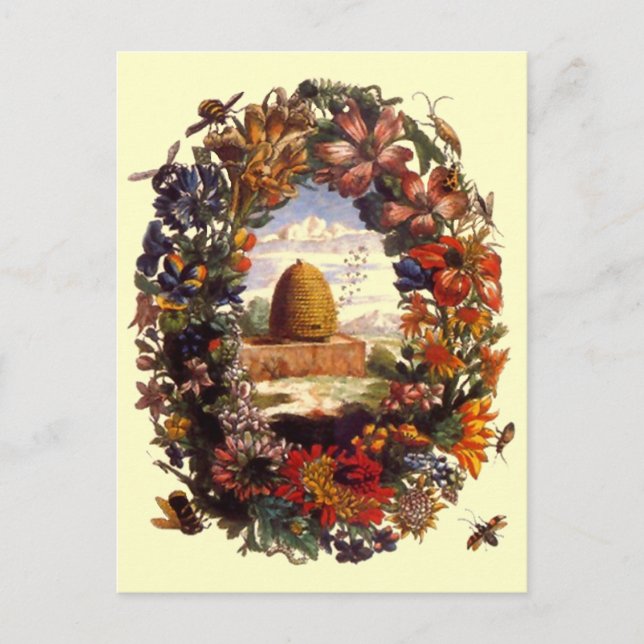 Bio Honigbienenmarkt Vintag POSTCARD Postkarte (Vorderseite)