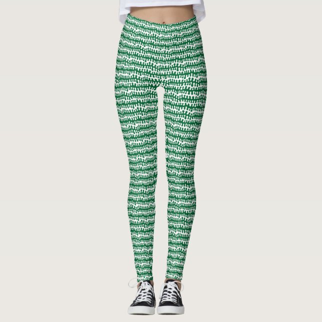 Bio horizontale Streifen - grün Leggings (Vorderseite)