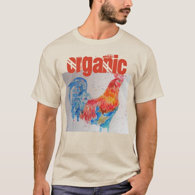 Bio Hühnerwasser Rote Rooster T Shirt (Vorderseite)