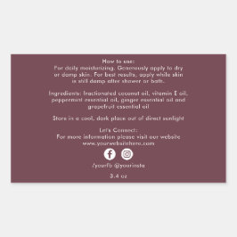 Bio Inhaltsstoffe von Schönheitsprodukten Burgundy Rechteckiger Aufkleber