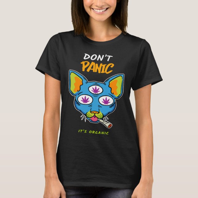 Bio-Katz mit Gras T-Shirt (Vorderseite)