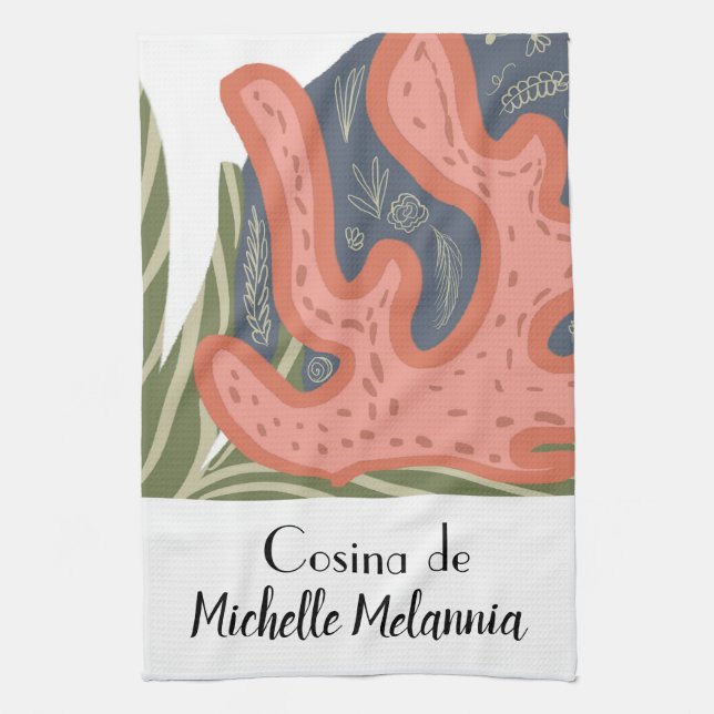 Bio Korallenriff Botanischer Blumenstrand Art Geschirrtuch (Vertikal)