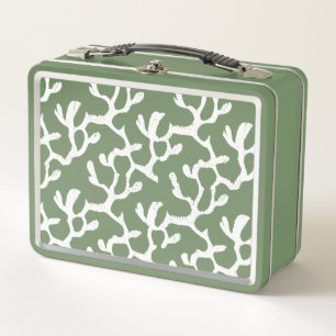 Bio Korallenriff-Muster in Weiß und Grün Metall Brotdose