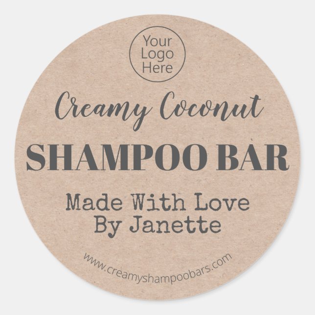 Bio Kraft Handmade Coconut Shampoo Bar Logo Runder Aufkleber (Vorderseite)